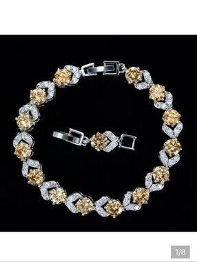 🆕️💎PINK CHAMPAGNE ZIRCON  TENNIS BRACELET - SILVER TONE💎